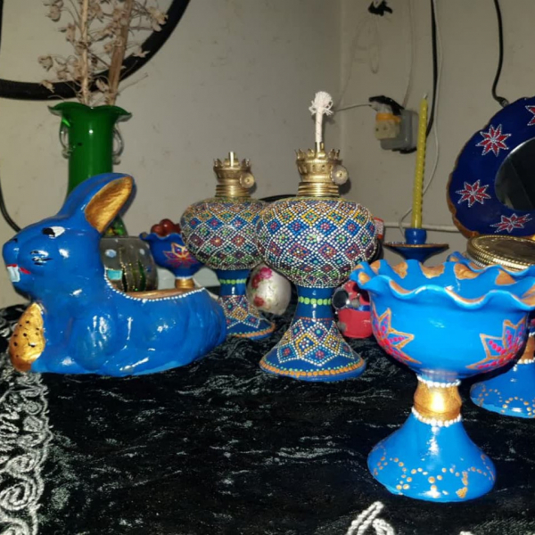 هفت سین سفالی لاجوردی