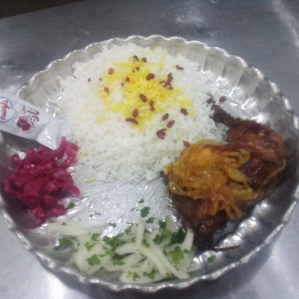 مرغ سرخ شده با برنج